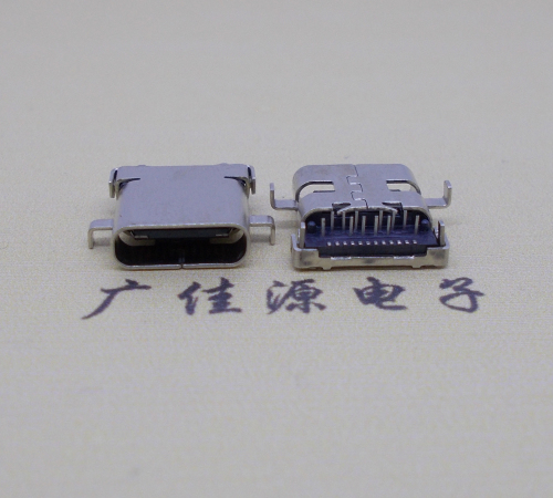 泉州卧式沉板usb 3.1 type-c24p母座,端前插后贴smt连接器