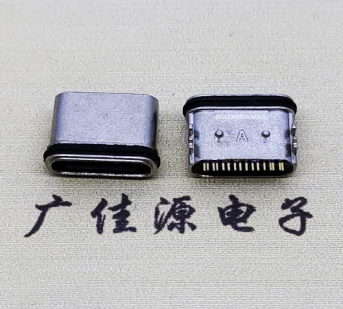 泉州板上卧式USB连接器.TYPE-C16P防水母座.四脚插带定位柱